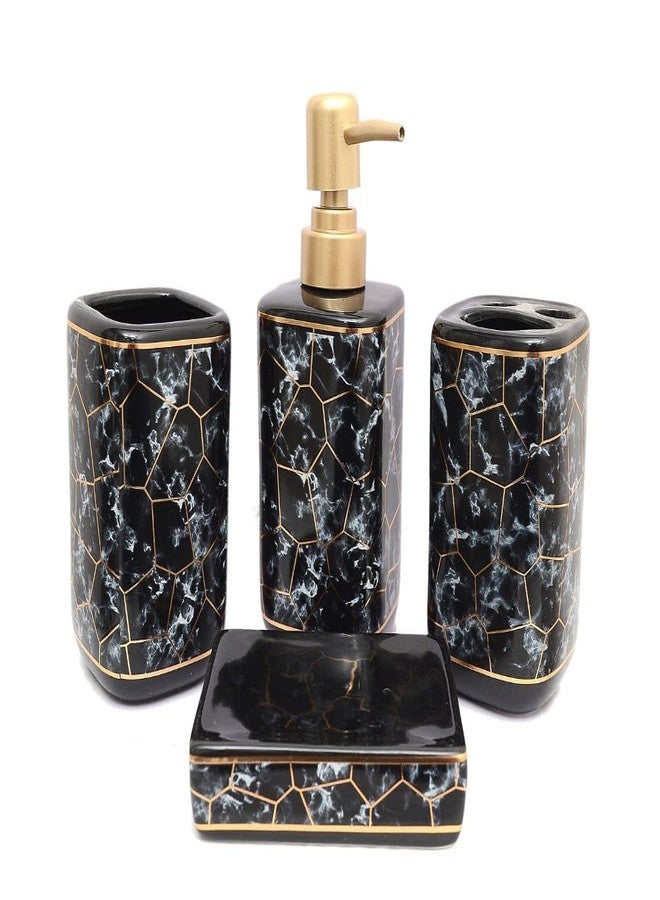 Skywalk Ceramic Bathroom Set of 4 Pcs - Soap Dispenser, Beaker/Tumbler, Soap Dish, Brush Holder for Bathroom Décor and Home Gift Set - Image 1